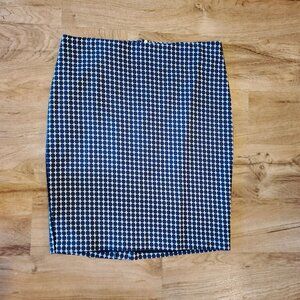 Adrianna Papell Pencil Skirt, Size 14, Navy Blue Geometric, Above Knee, Like New
